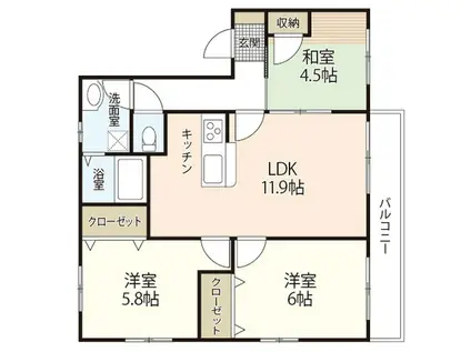 ディアスエコー(3LDK/2階)の間取り写真