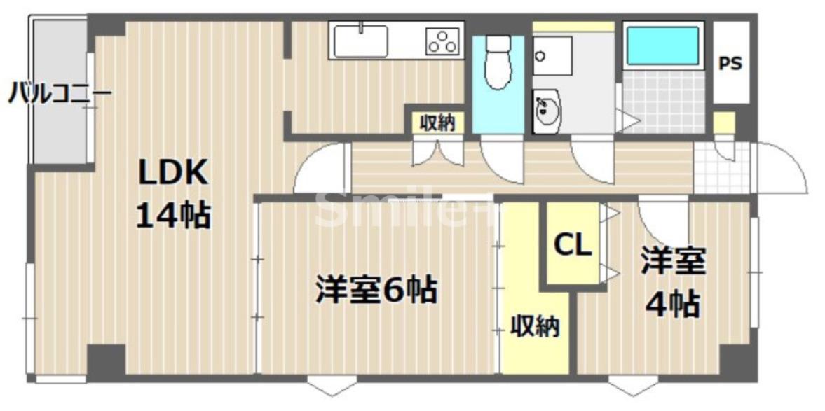 ヴィラ・ノーバ(2LDK/6階)の間取り写真