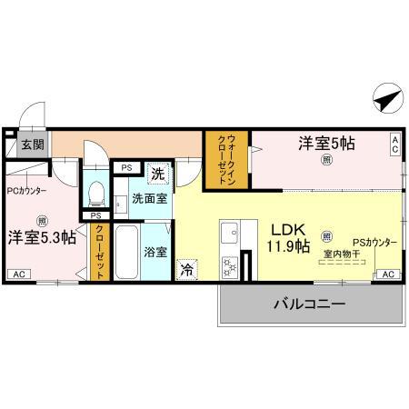 D-ROOM守山3丁目(2LDK/3階)の間取り写真
