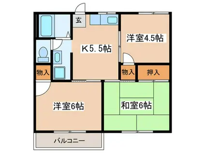 コーポちとせ(3K/2階)の間取り写真
