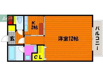 ドムスフローラA(1K/3階)の間取り写真