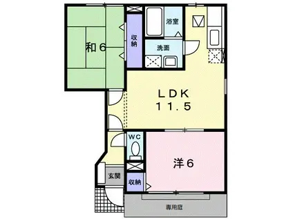 シャルマン2(2LDK/1階)の間取り写真