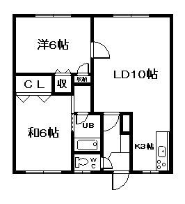 高西ハイツ(2LDK/2階)の間取り写真