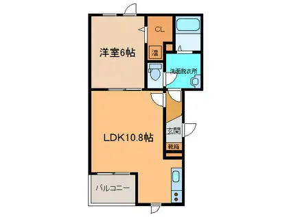 アマンドメゾン(1LDK/2階)の間取り写真