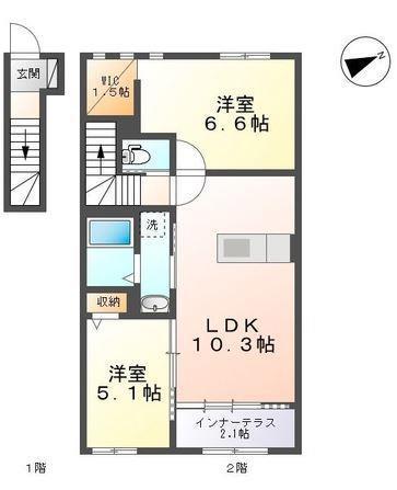 ラヴィロン(2LDK/2階)の間取り写真