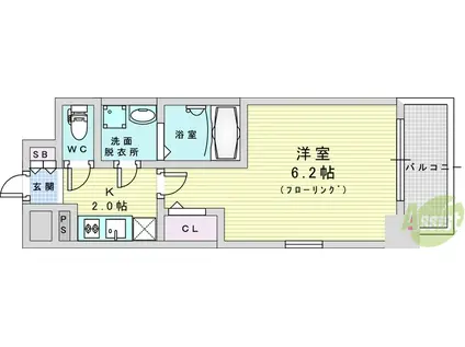 エスリードレジデンス大阪グランノースⅡ(1K/4階)の間取り写真