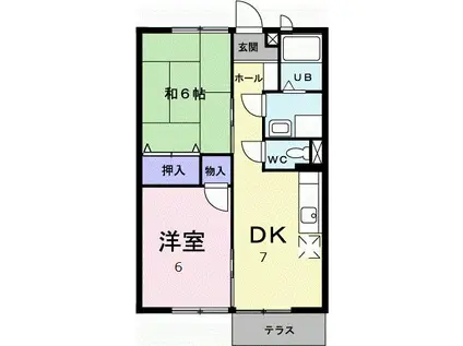 エスポワール大刀洗II(2DK/1階)の間取り写真