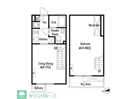 PASEO下北沢代沢(1LDK/1階)の間取り写真