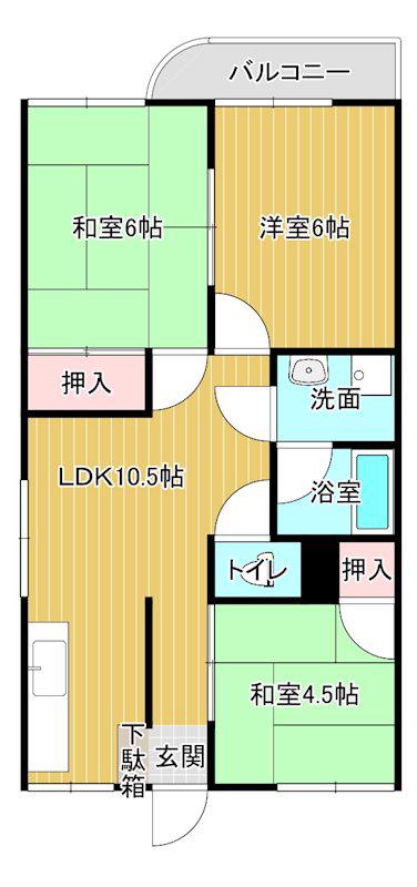 竹村第一マンション(3LDK/4階)の間取り写真