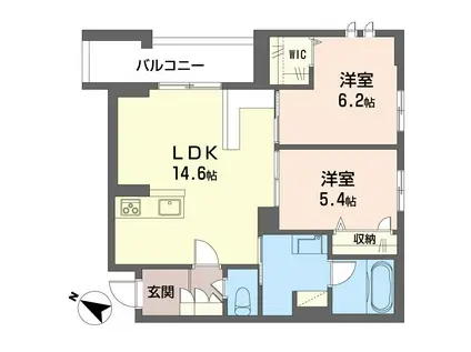 ジョイアスガード浦和美園(2LDK/4階)の間取り写真