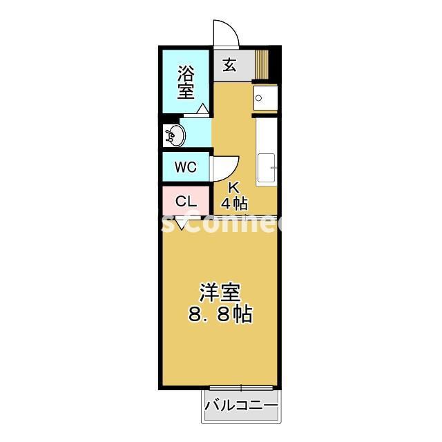 タウンコート旭(1K/1階)の間取り写真