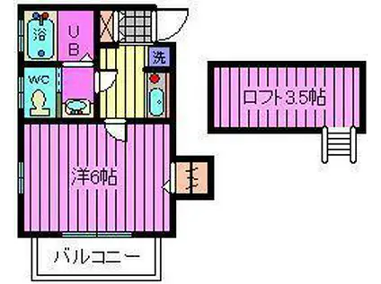 清静ハイム(1K/2階)の間取り写真