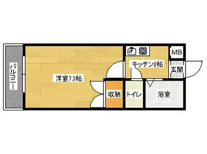 サンヒルズ古市(1K/4階)の間取り写真