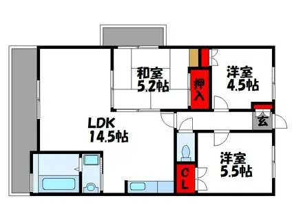 ボックスK-81(3LDK/7階)の間取り写真