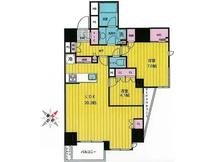ルネ文京白山(2LDK/14階)の間取り写真