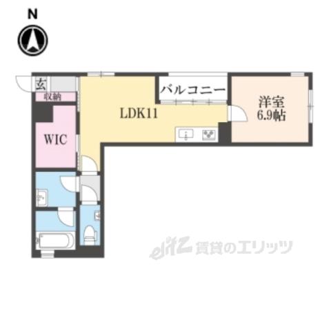 パーシモン御所南(1LDK/2階)の間取り写真