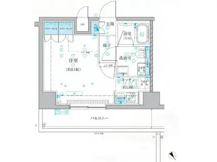 ベルシード梅島 ブランシュ(ワンルーム/10階)の間取り写真