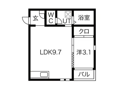 エステート西高蔵(1LDK/1階)の間取り写真