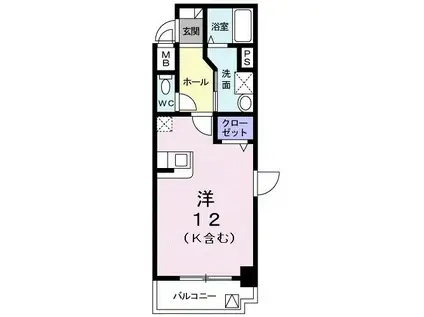 ル・レーヴ(ワンルーム/1階)の間取り写真