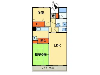 第二大越ビル(2LDK/8階)の間取り写真