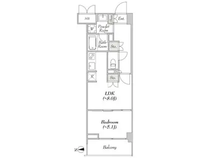 ミリアレジデンス大岡山(1LDK/5階)の間取り写真