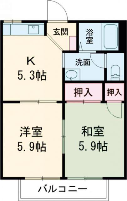 アーバンライフA(2K/1階)の間取り写真