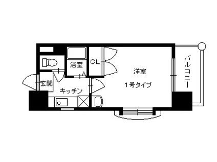 ニューサンリバー10番館(1K/8階)の間取り写真