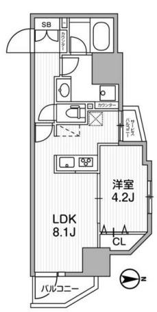 ルニック新御徒町I(1LDK/2階)の間取り写真
