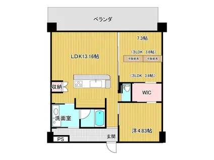 トマリテラス(2LDK/3階)の間取り写真