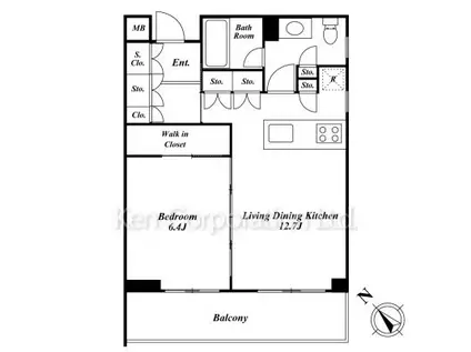 カスタリア初台II(1LDK/4階)の間取り写真
