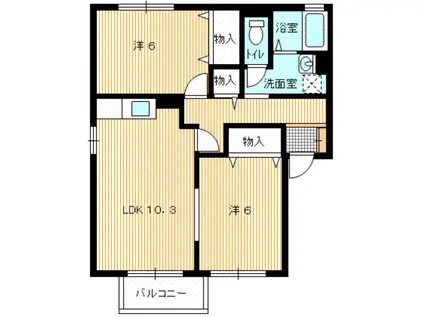 カーサエスペランザB(2LDK/1階)の間取り写真
