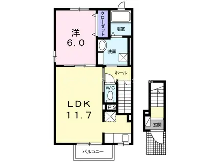 メゾン・リュミエールIV(1LDK/2階)の間取り写真