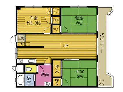 安岐コーポ(3LDK/1階)の間取り写真