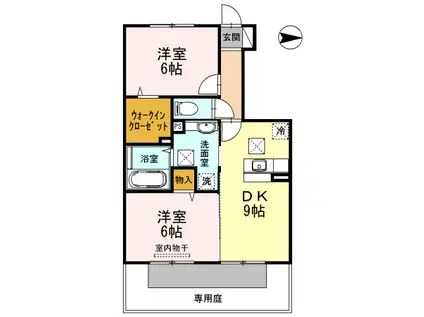 エクレラージュ I(2DK/1階)の間取り写真