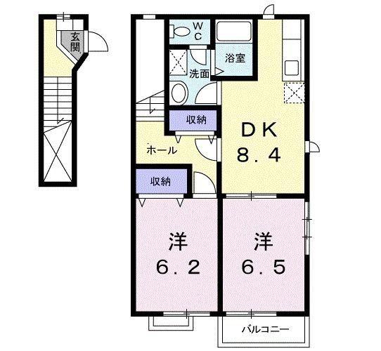 シャルマンヒルズ(2DK/2階)の間取り写真