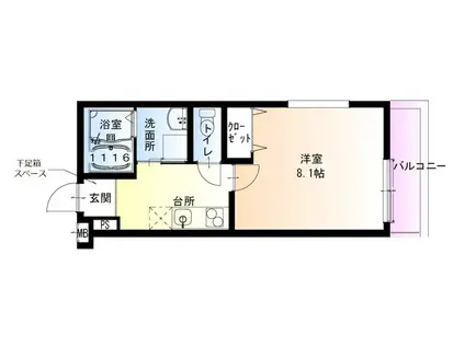 フジパレス長原駅西III番館(1K/2階)の間取り写真