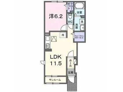 プリマステラ(1LDK/1階)の間取り写真