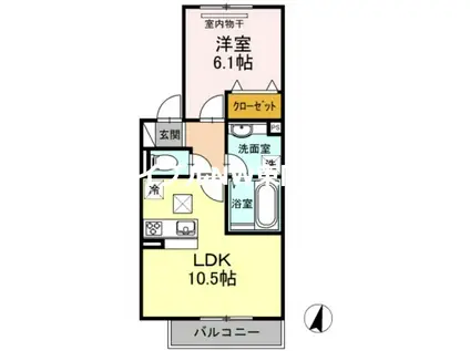 フルーレA (1LDK/1階)の間取り写真