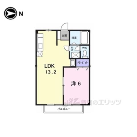 エスポワール畠田(1LDK/2階)の間取り写真