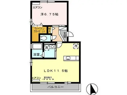 レスポワール井原(1LDK/2階)の間取り写真