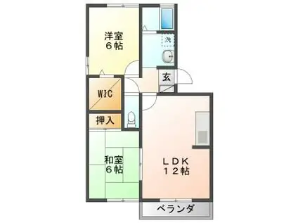 ウエストアベニューB(2LDK/3階)の間取り写真