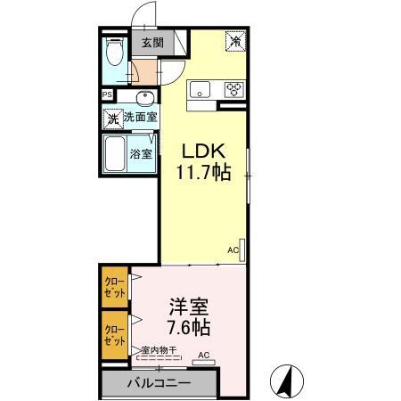 エクセリア上鷺宮II(1LDK/1階)の間取り写真