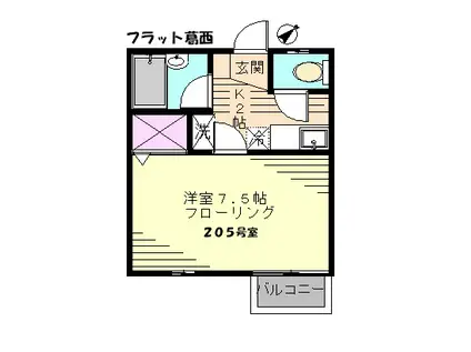 フラット葛西(1K/2階)の間取り写真