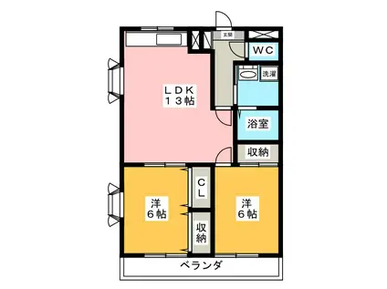 エバグリーン(2LDK/1階)の間取り写真