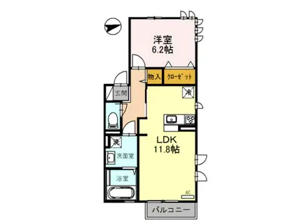 D-ROOMFUJI(1LDK/2階)の間取り写真
