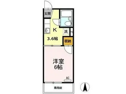 フォーヴルさくら A棟 A(1K/1階)の間取り写真