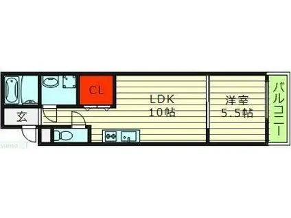 フジパレス城東諏訪I番館(1LDK/3階)の間取り写真