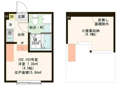 アリビオ 竹ノ塚(ワンルーム/1階)の間取り写真