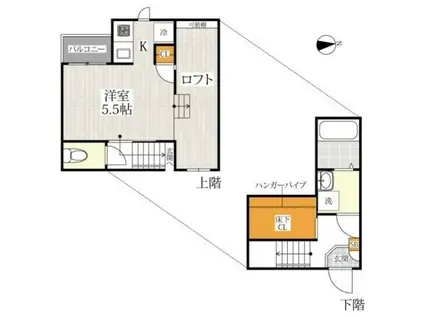 CB坪井ブランカ(1K/1階)の間取り写真