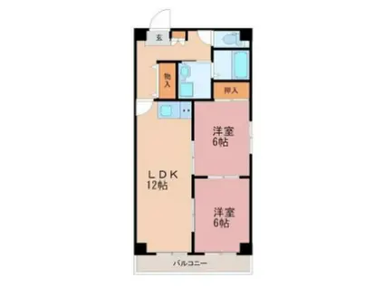 アーバンシェルA館(2LDK/5階)の間取り写真